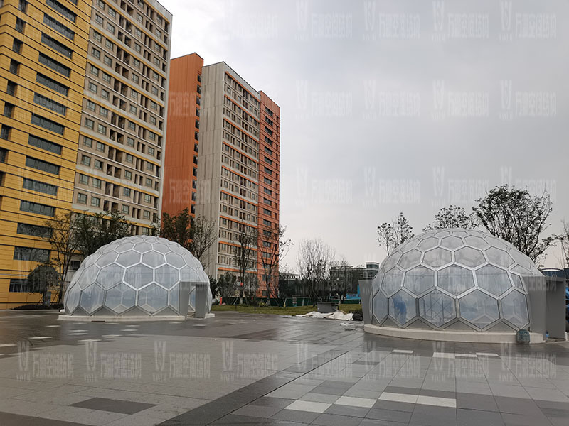 無線創智城市功能空間業態優化五星集市鋼膜結構工程完工